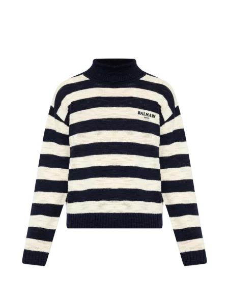 Pulover Balmain cu broderie albastru