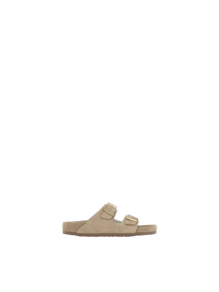 Sandały Birkenstock skórzane bez obcasa beżowe