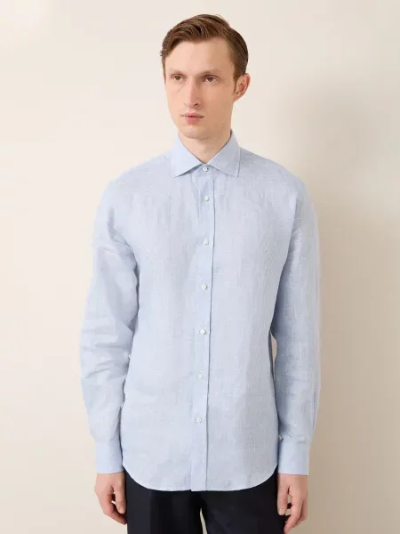 Ralph Lauren Purple Label Lněná Košile Regular Fit tmavě modrá