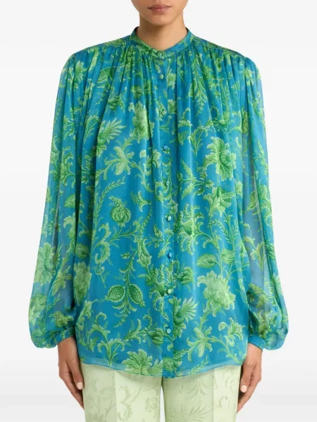 Top Etro cu model floral albastru