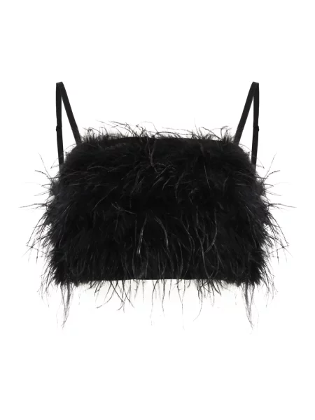 Top Pinko w piórka czarny