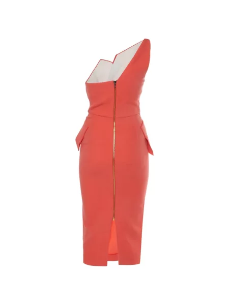 Rochie midi Roland Mouret drapată cu un umăr gol roșu