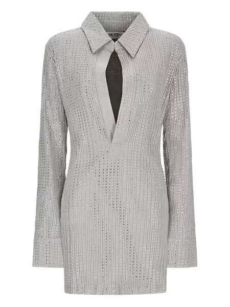 Rochie mini The Attico de cristal de costum gri