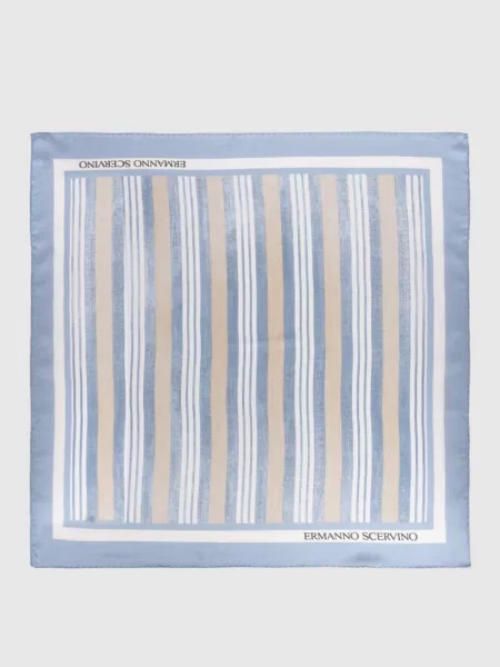 Хустка із шовку в смужку Ermanno Scervino блакитна