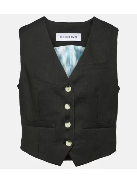 Lniana kamizelka Veronica Beard czarna
