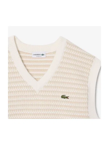 Pulover Lacoste fără mâneci bej