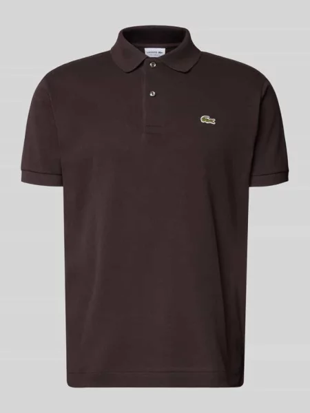 Koszulka polo Regular Fit z czystej bawełny Lacoste brązowa