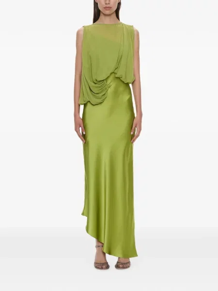 Rochie Christopher Esber asimetrică drapată verde