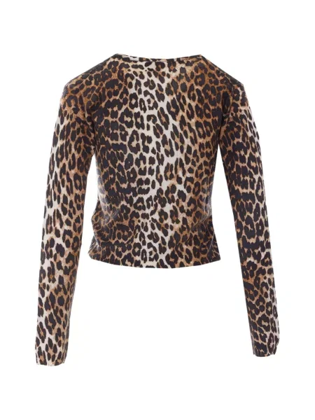Cardigan Ganni cu model leopard cu decolteu în V