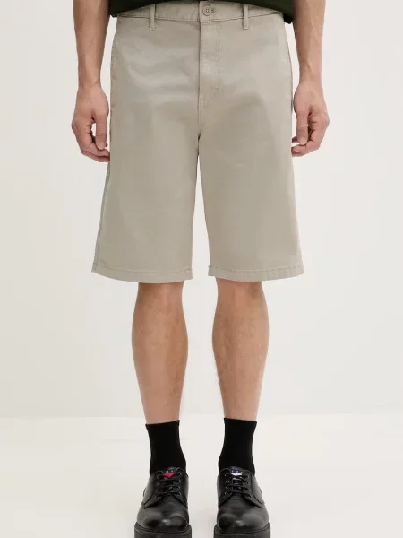 Tommy Jeans kratke hlače za muškarce od pamuka s elastanom bež