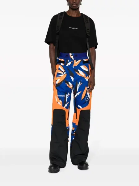 Raštuotos kelnės Adidas By Stella Mccartney su abstrakčiu raštu mėlyna