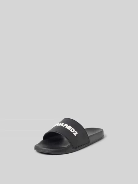 Klapki z detal z logo Dsquared2 czarne