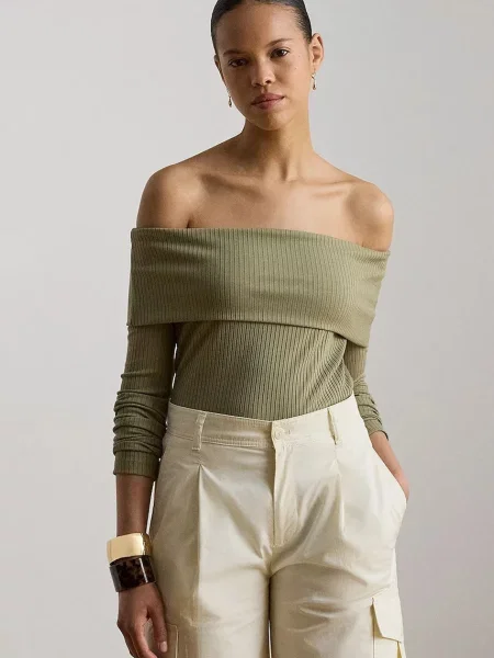 Tricou cu mânecă lungă Lauren Ralph Lauren verde