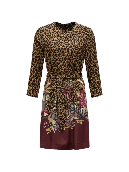 Rochie mini Etro cu imagine cu model leopard maro