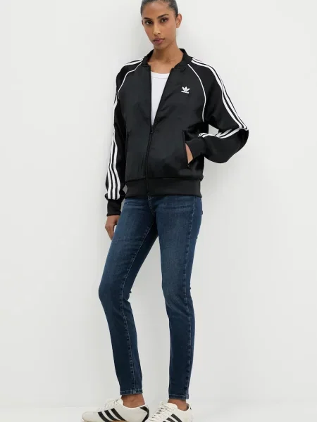 Saténová bežecká mikina Adidas Originals čierna