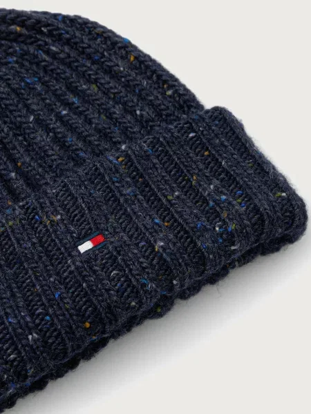 Tommy Hilfiger czapka wełniana Mężczyźni Wełna niebieski ONE SIZE granatowa
