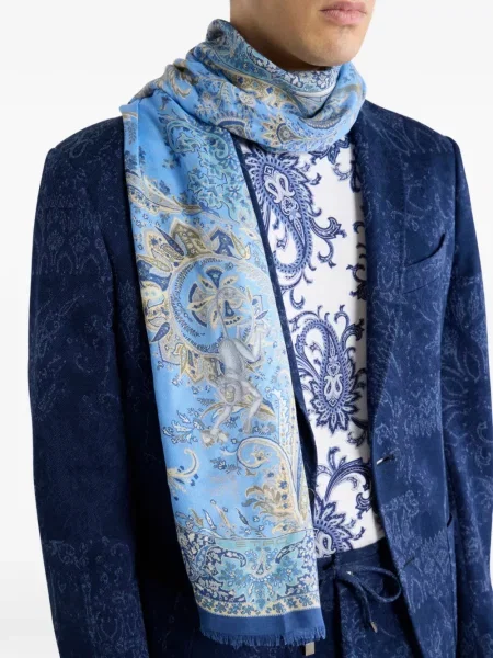 Fular Etro cu model paisley albastru