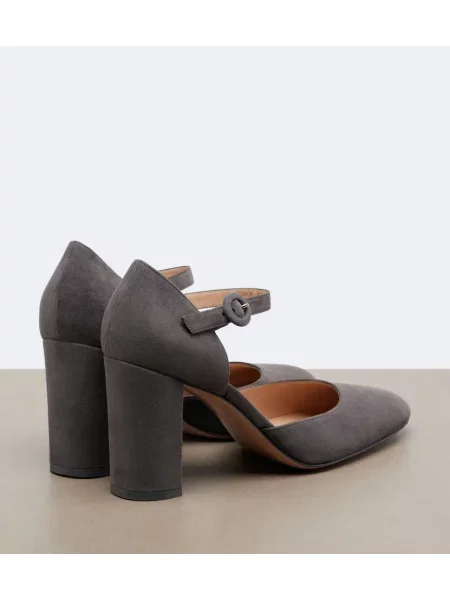 Pantofi cu toc Gianvito Rossi din piele de căprioară gri