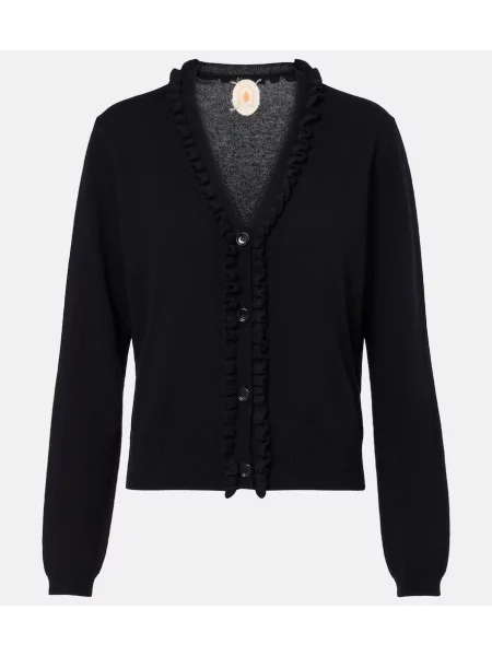 Cardigan Jardin Des Orangers de lână cu volane negru