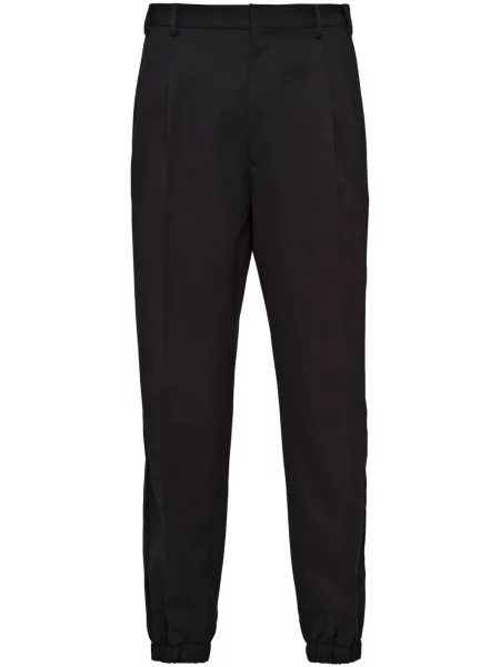 Pantaloni croiți Prada de lână negru