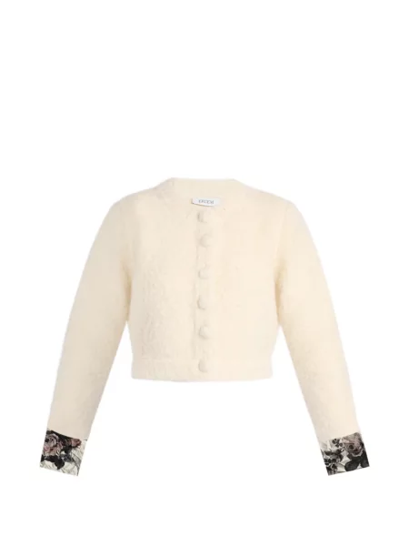 Bouclé cardigan Erdem cu model floral