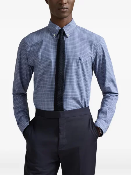 Dlouhá pruhovaná s límcem kšiltovka Polo Ralph Lauren modrá