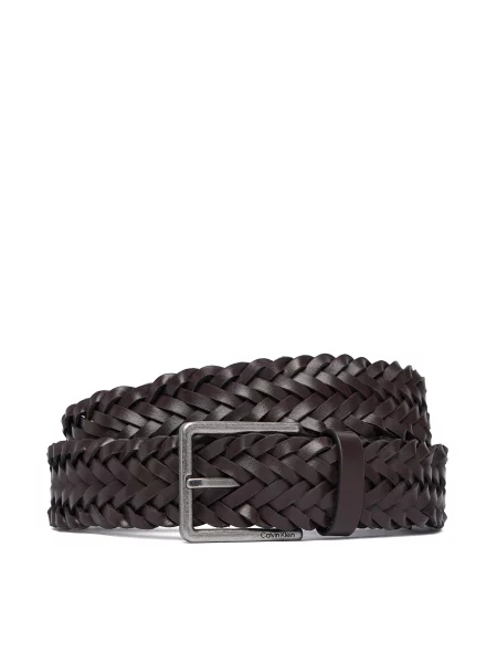 Curea Calvin Klein Warmth Buckle Woven Fixed închis maro
