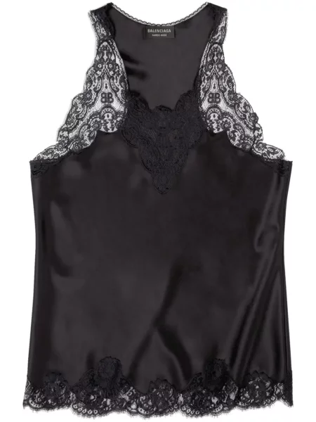 Top Balenciaga din dantelă negru