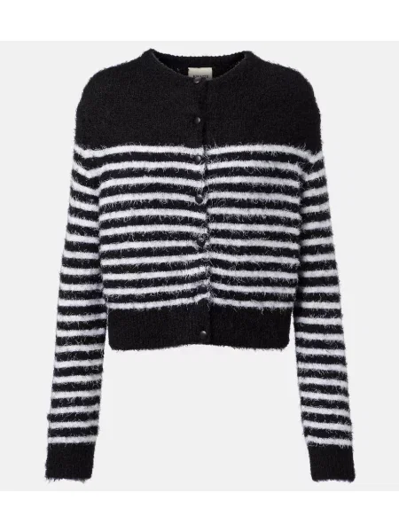 Cardigan Khaite de mătase cu dungi negru
