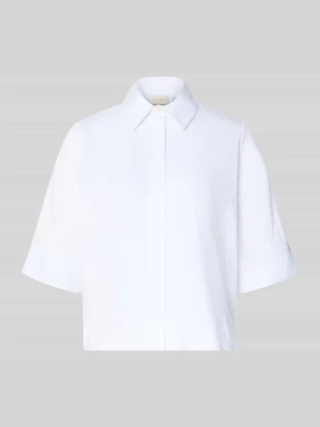 Bluzka o kroju boxy fit z krytą plisą guzikową Milano Italy biała