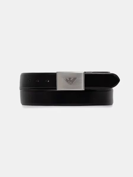 Emporio Armani curea reversibilă pentru bărbați din piele negru