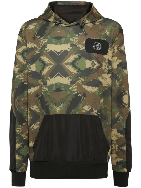 Hanorac cu glugă Plein Sport cu imagine cu model camuflaj verde