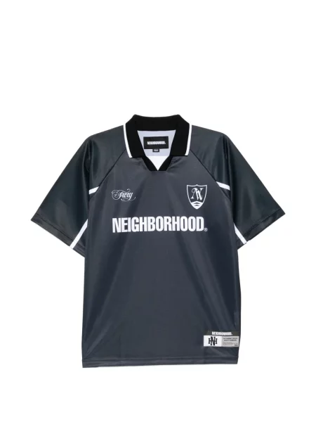 Tricou Neighborhood cu imagine cu decolteu în V negru