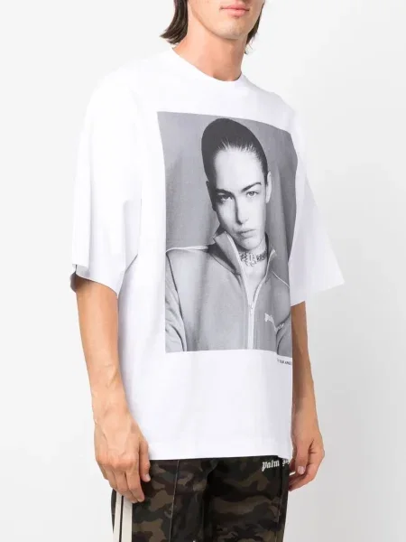 Tricou Palm Angels cu imagine alb