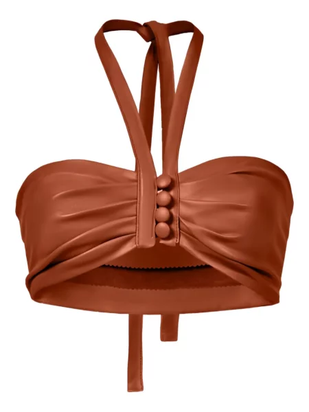 Bluzka Lika z dekoltem halter brązowa