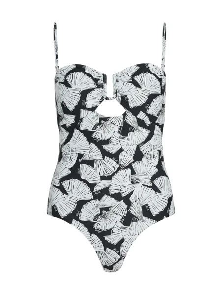 Karl Lagerfeld Costum de baie întreg Fan negru / murdar alb