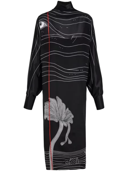 Rochie Ferragamo din satin cu imagine de costum negru