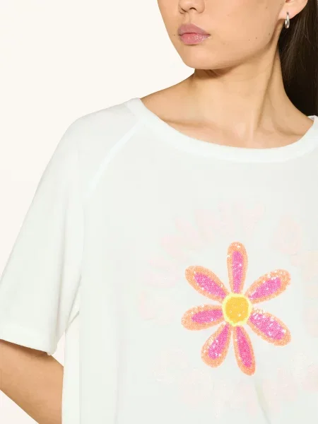 Grace Koszulka Frotte Z Cekinami weiss pomarańczowa