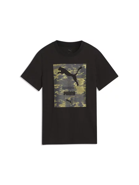 Młodzieżowa koszulka PUMA Sport Camo z grafiką PUMA czarna
