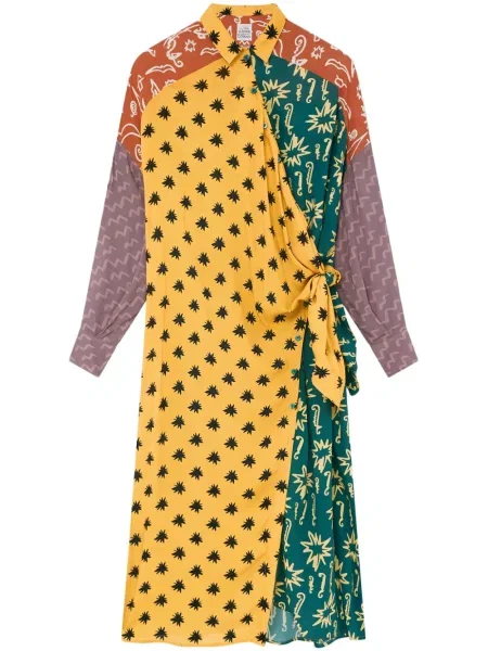 Rochie midi Donde Esteban până la genunchi de costum galben