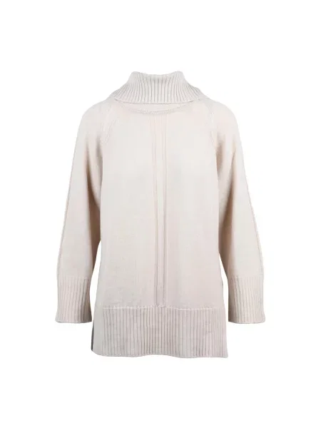 Sweter z golfem Alpha Studio wełniany beżowy