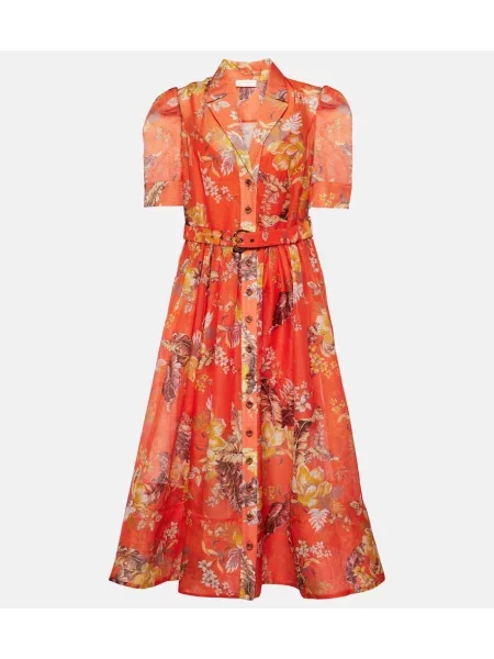 Lniana sukienka koszulowa Zimmermann garniturowa