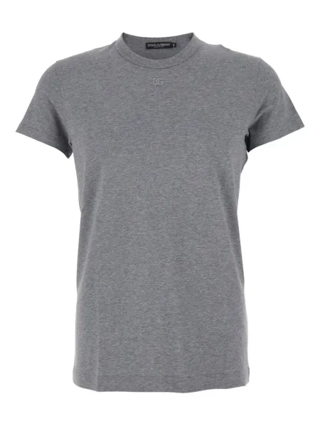 Tricou Dolce & Gabbana cu broderie cu decolteu rotund gri