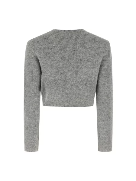 Kardigan Self-portrait wełniany z kryształkami szary