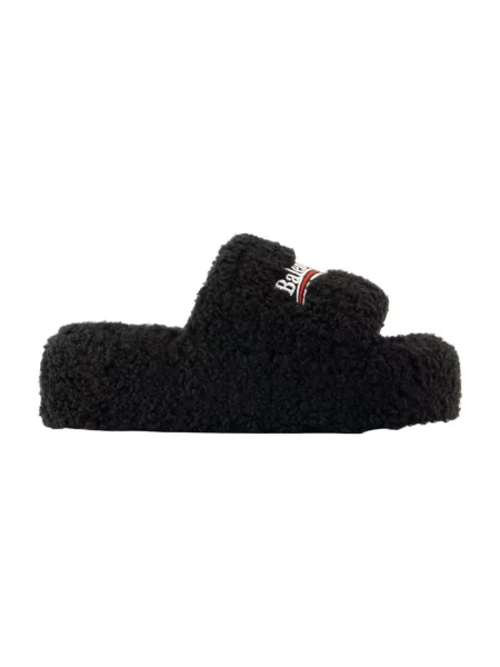 Klapki Balenciaga skórzane na platformie czarne