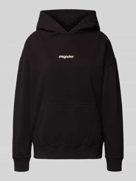 Bluza o kroju oversized z kapturem i kieszenią kangurką model ‘AVERSA’ Pegador czarna