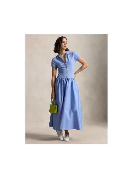 Sukienka Polo Ralph Lauren z siateczki niebieska