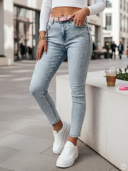 Spodnie slim fit jeansowe SKINNEX Dstreet niebieskie