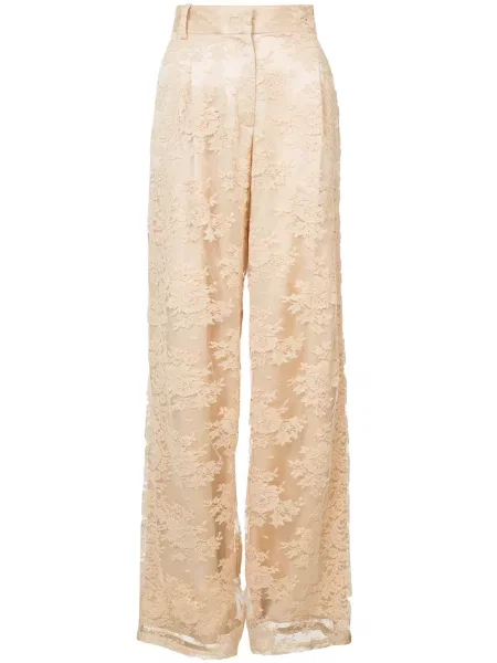 Pantaloni Ryan Roche din dantelă galben