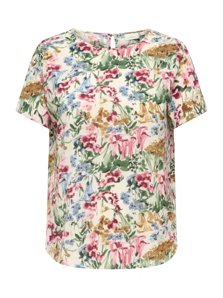 ONLY Carmakoma Bluză CARVICA albastru deschis / oliv / roz deschis alb